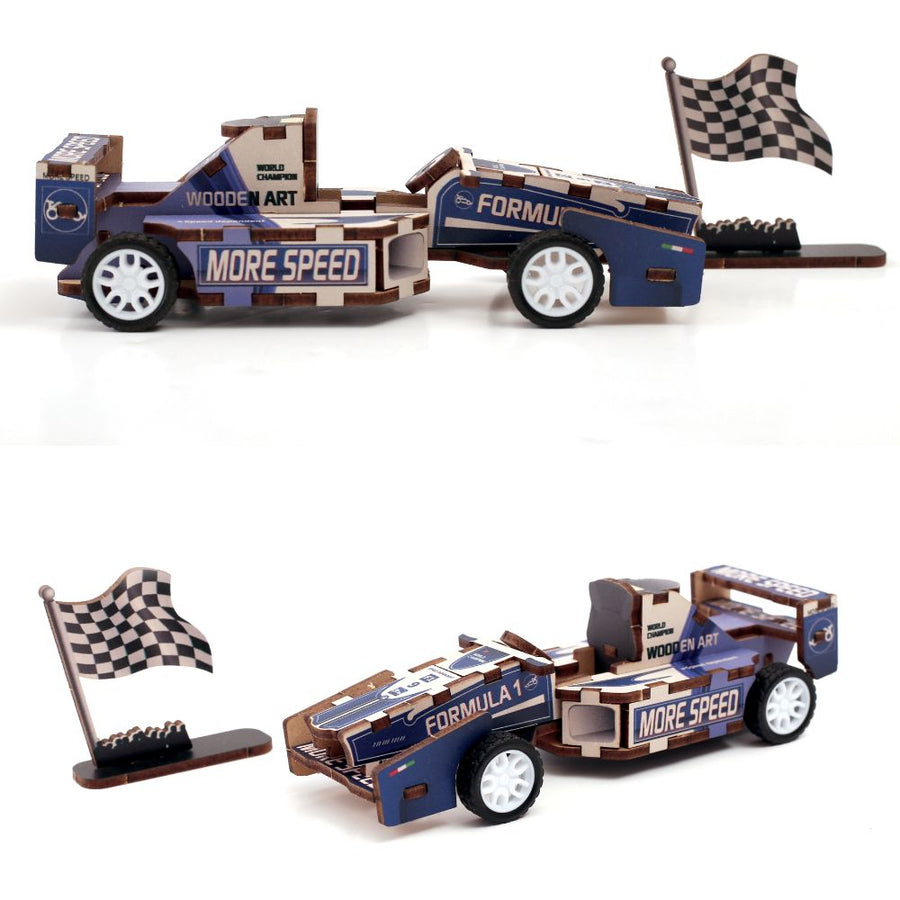Graine Creative Wooden 3D Model Formula 1 Racing Car