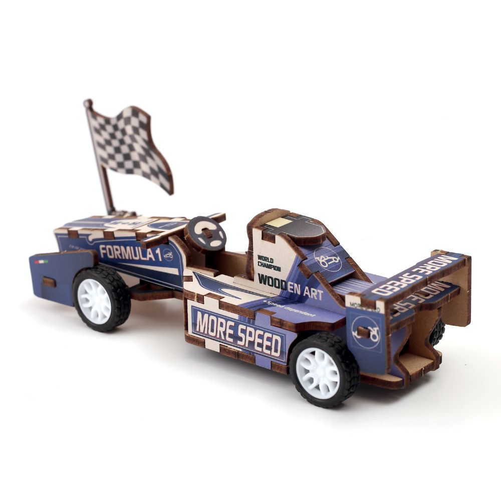 Graine Creative Wooden 3D Model Formula 1 Racing Car