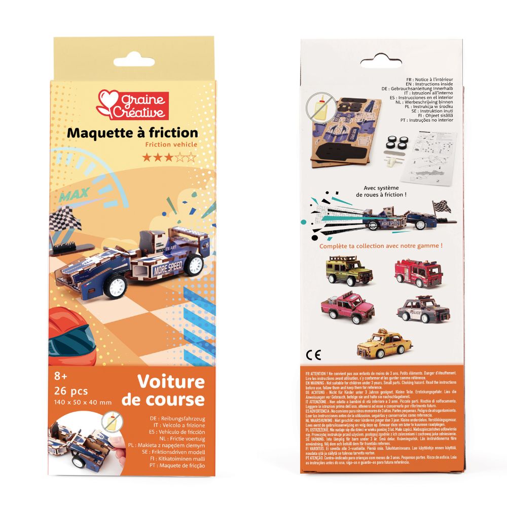 Graine Creative Wooden 3D Model Formula 1 Racing Car