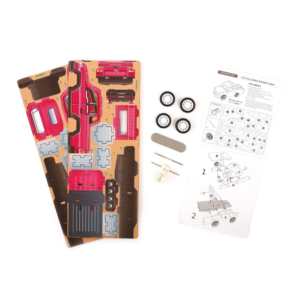 Graine Creative Wooden 3D Model Pickup Truck