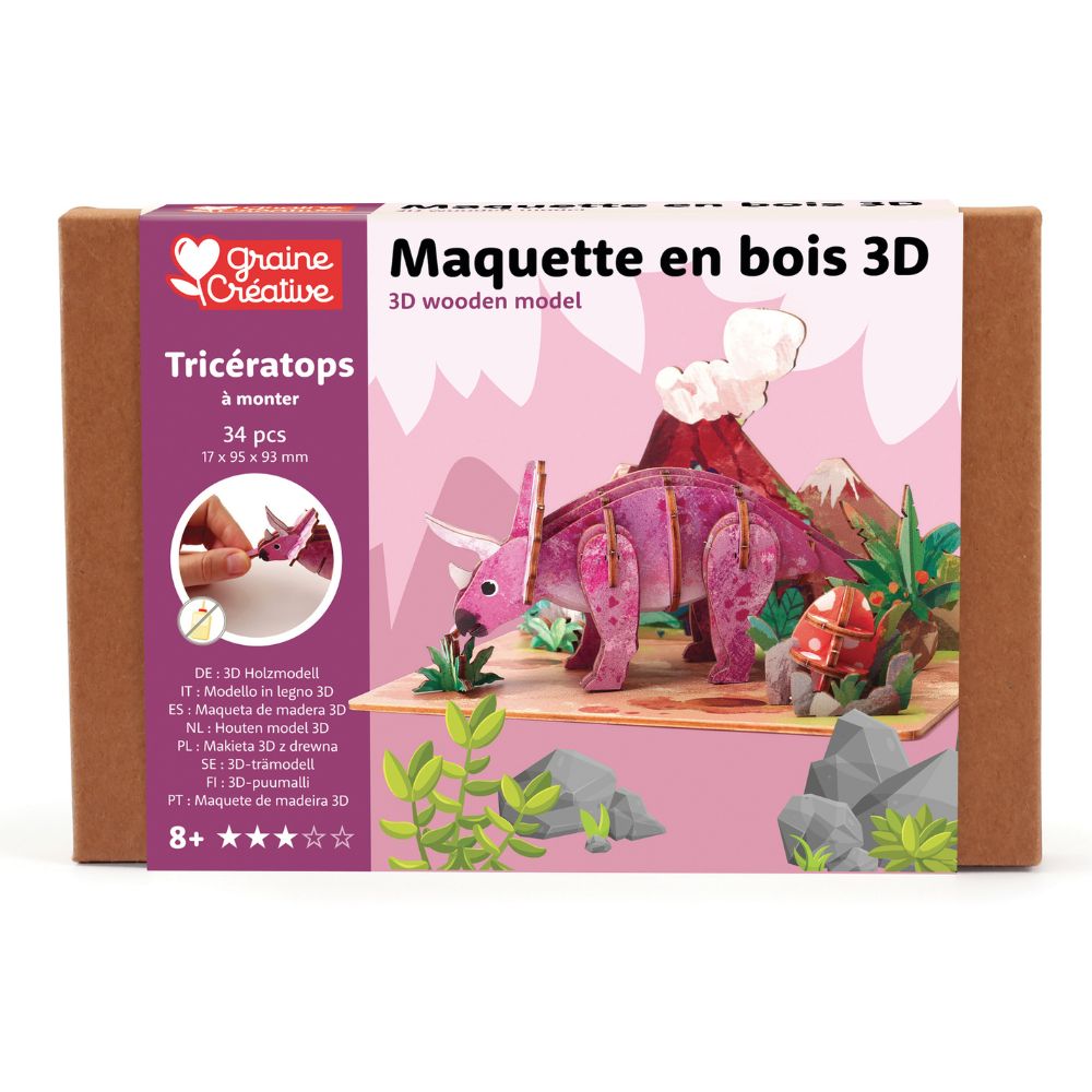 Graine Creative 3D Wooden Model - Triceratops&nbsp;