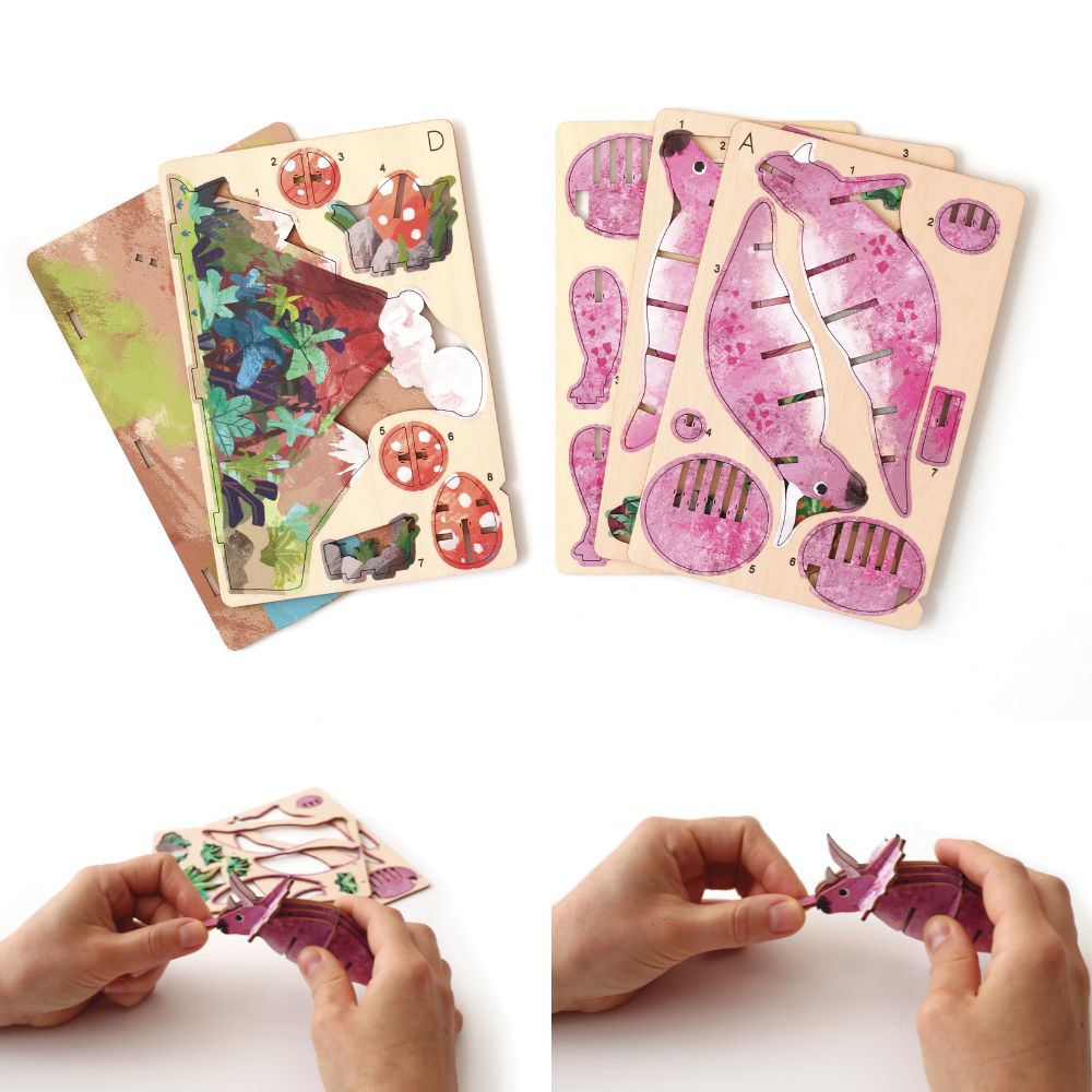 Graine Creative 3D Wooden Model - Triceratops&nbsp;