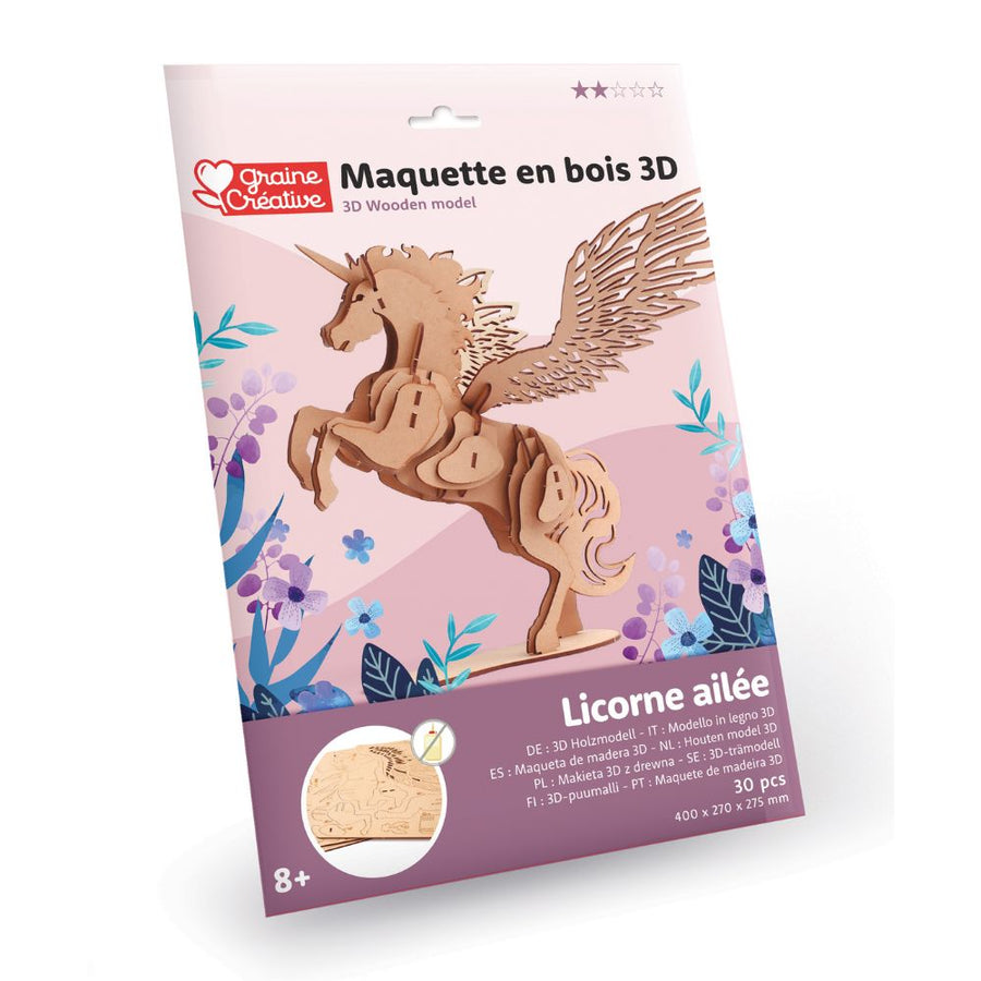 Graine Creative 3D Wooden Model Kit - Unicorn