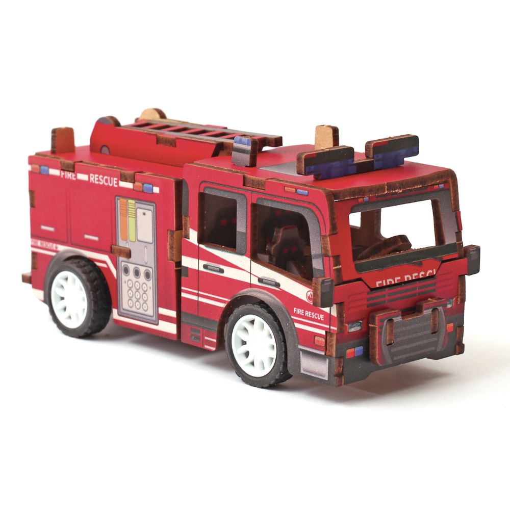 Build Your Own Fire Truck Wooden 3D Model - actually drives!