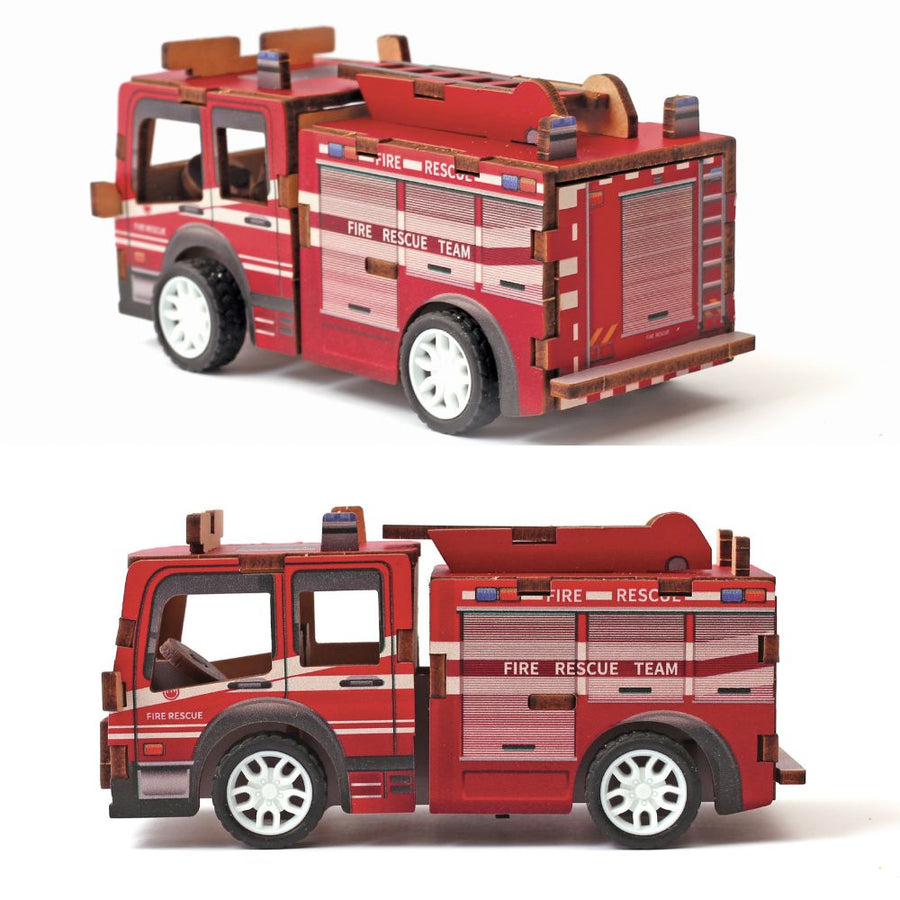 Build Your Own Fire Truck Wooden 3D Model - actually drives!