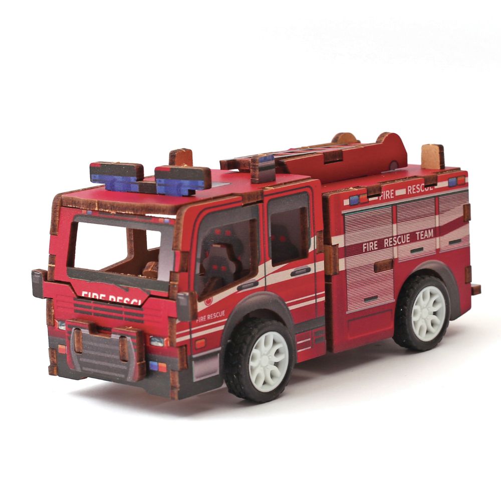 Build Your Own Fire Truck Wooden 3D Model - actually drives!