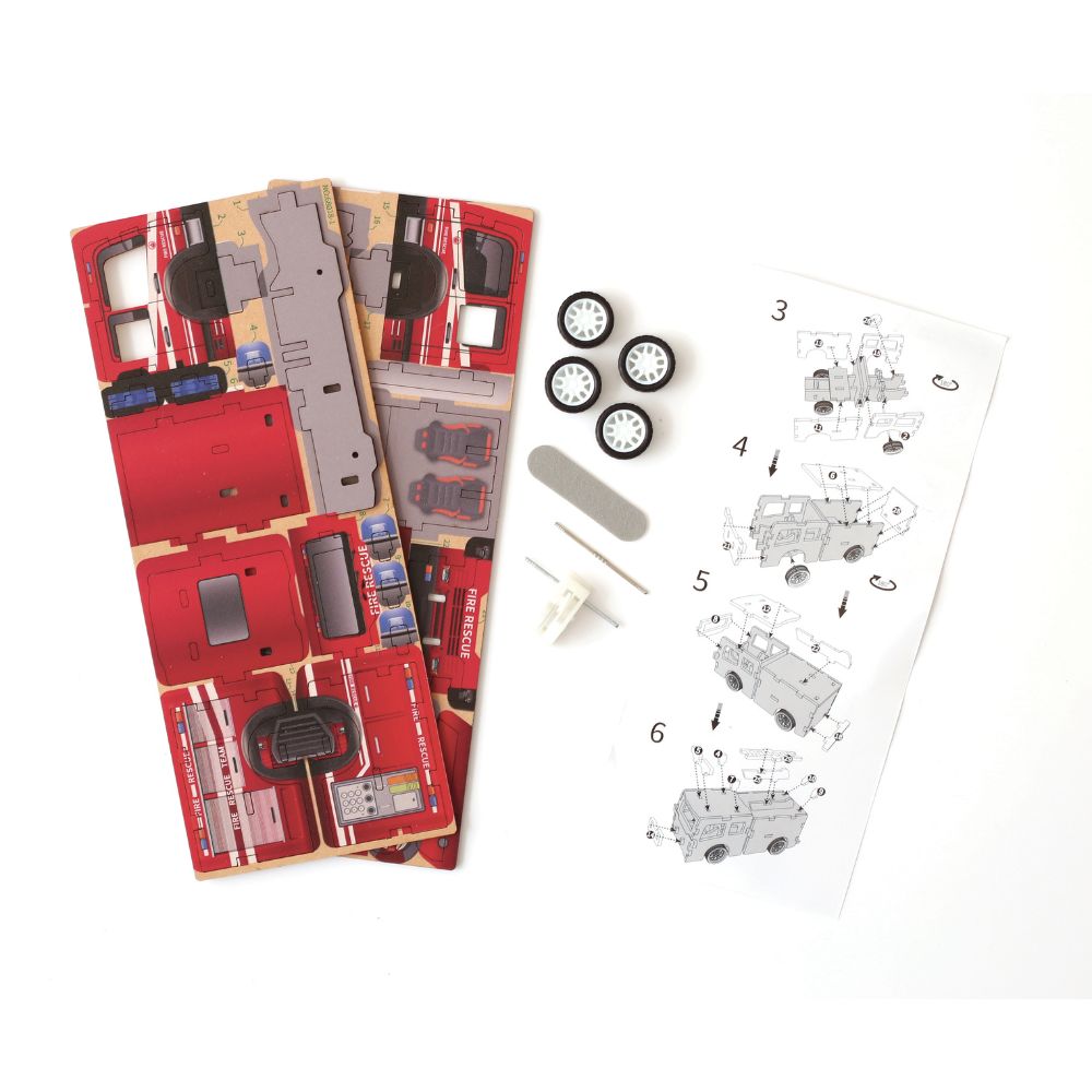Build Your Own Fire Truck Wooden 3D Model - actually drives!