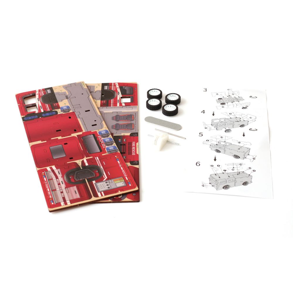 Build Your Own Fire Truck Wooden 3D Model - actually drives!