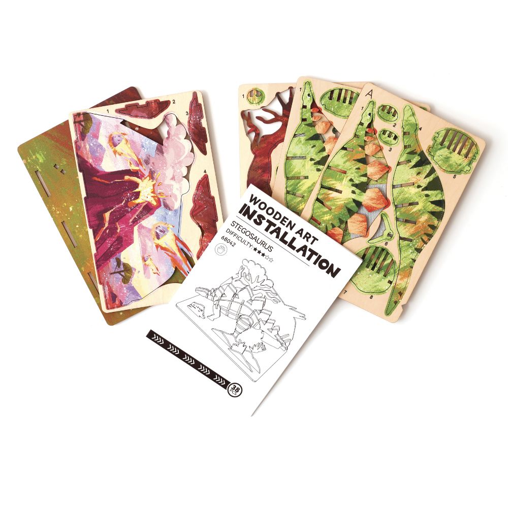 Dinosaur Wooden 3D Model - Stegosaurus