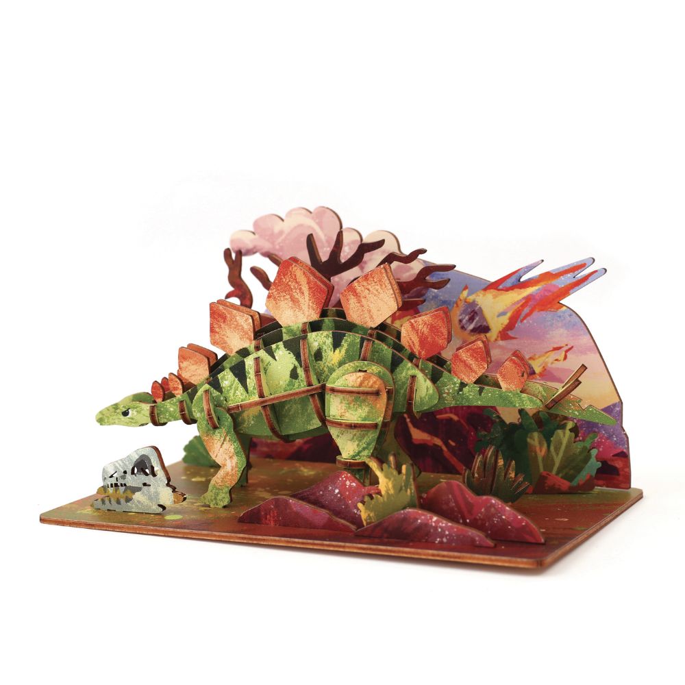 Dinosaur Wooden 3D Model - Stegosaurus