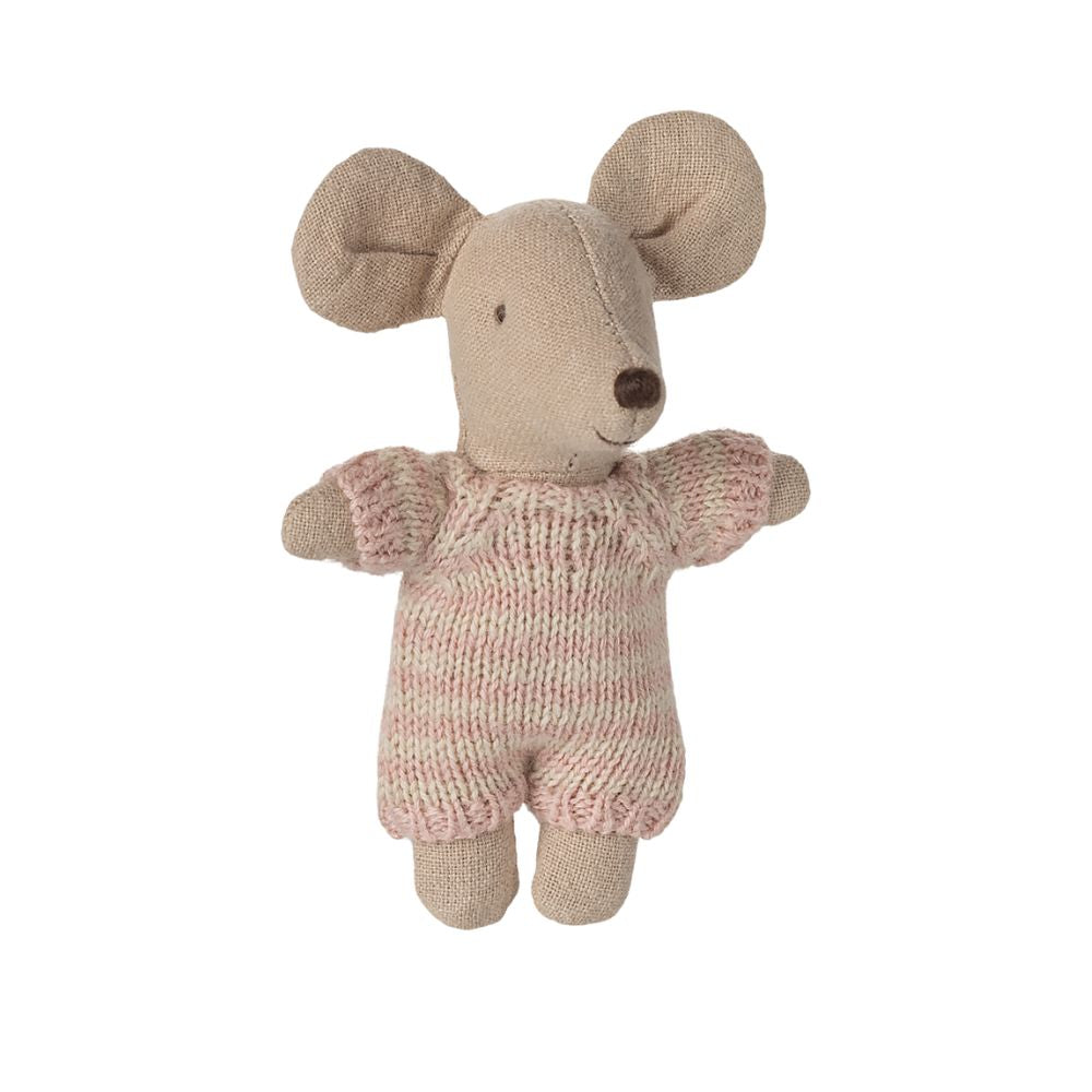 Maileg Baby Mouse In Carry Cot - Rose  17-5004-00