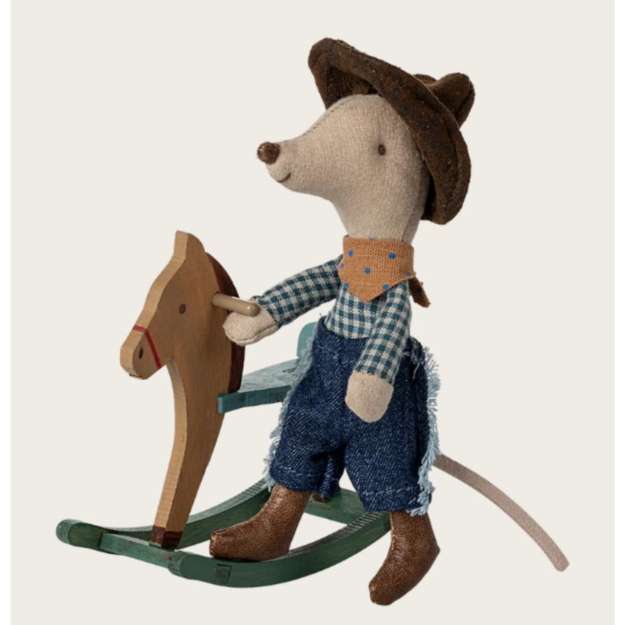 Maileg Cowboy Mouse On A Rocking Horse 17-5703-00
