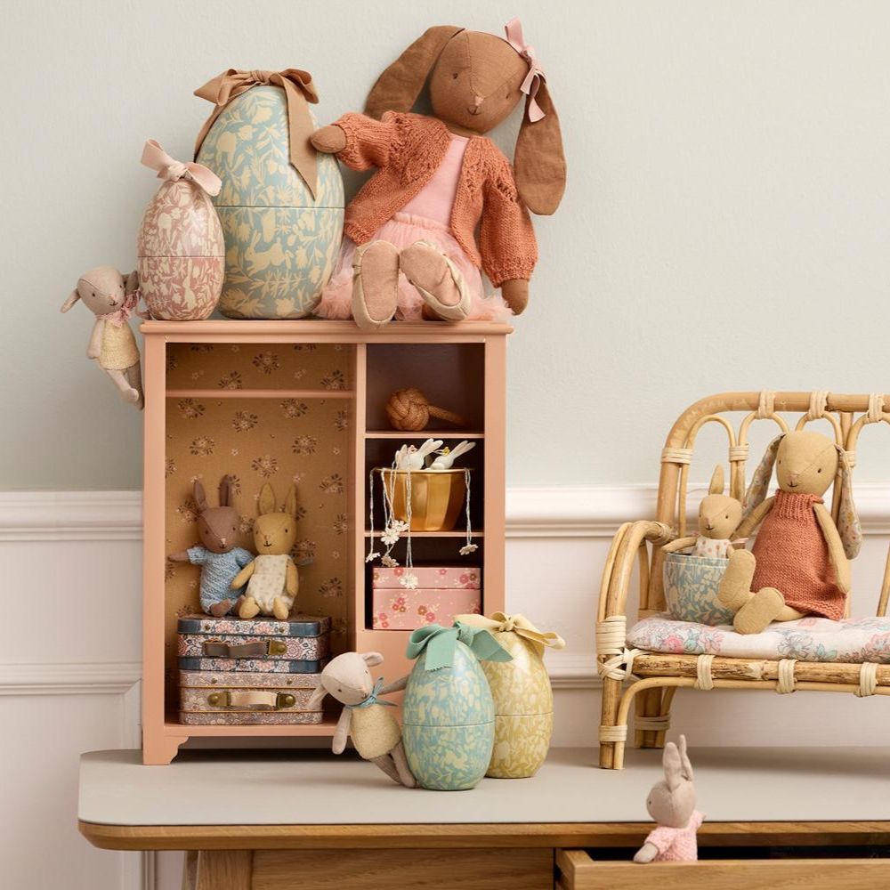 Maileg Easter Egg With Micro Rabbit, Small - Dusty Blue