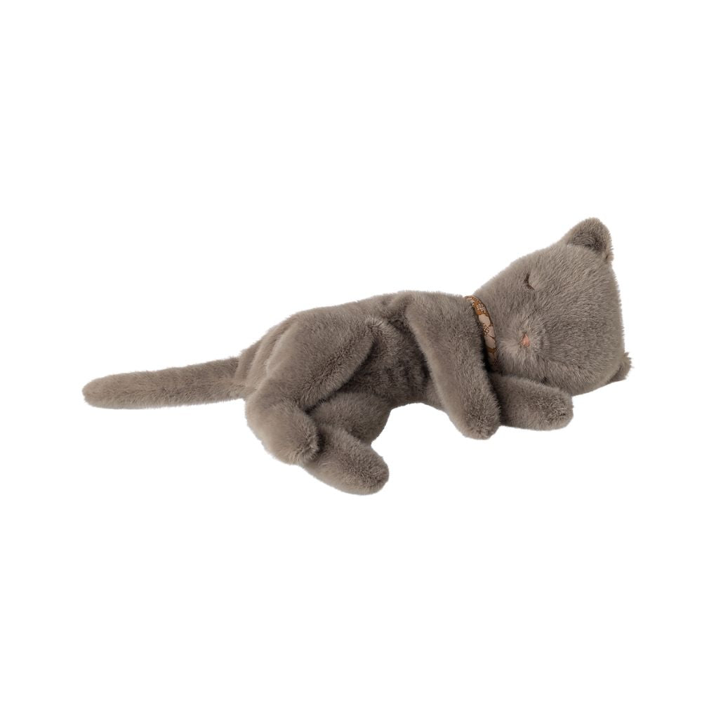 Maileg Sleeping Kitten Soft Toy, Small - Grey