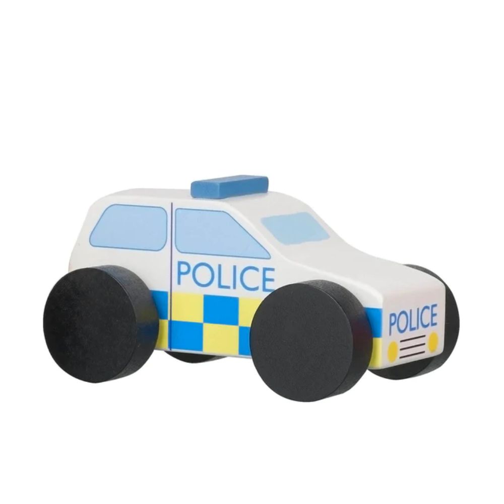 Orange tree toys wooden police car