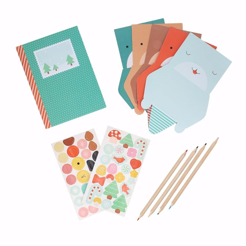 Petit Collage Festive Animal Pals Stationery Set