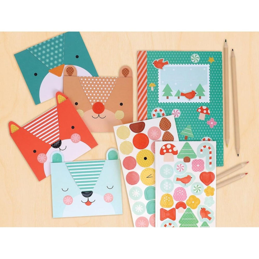 Petit Collage Festive Animal Pals Stationery Set