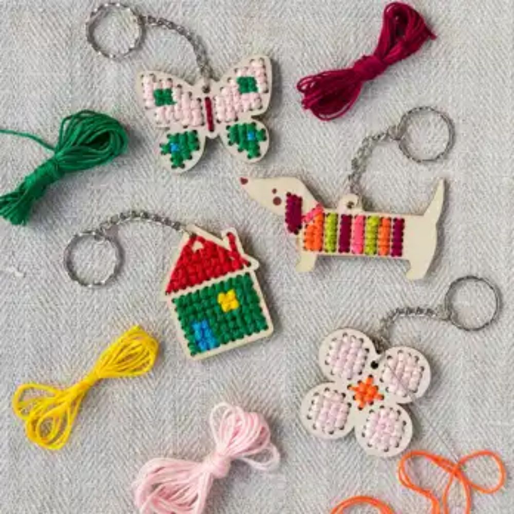 Rex London - Make your own Sausage Dog Cross Stitch Key Ring