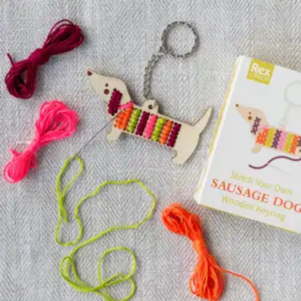 Rex London - Make your own Sausage Dog Cross Stitch Key Ring