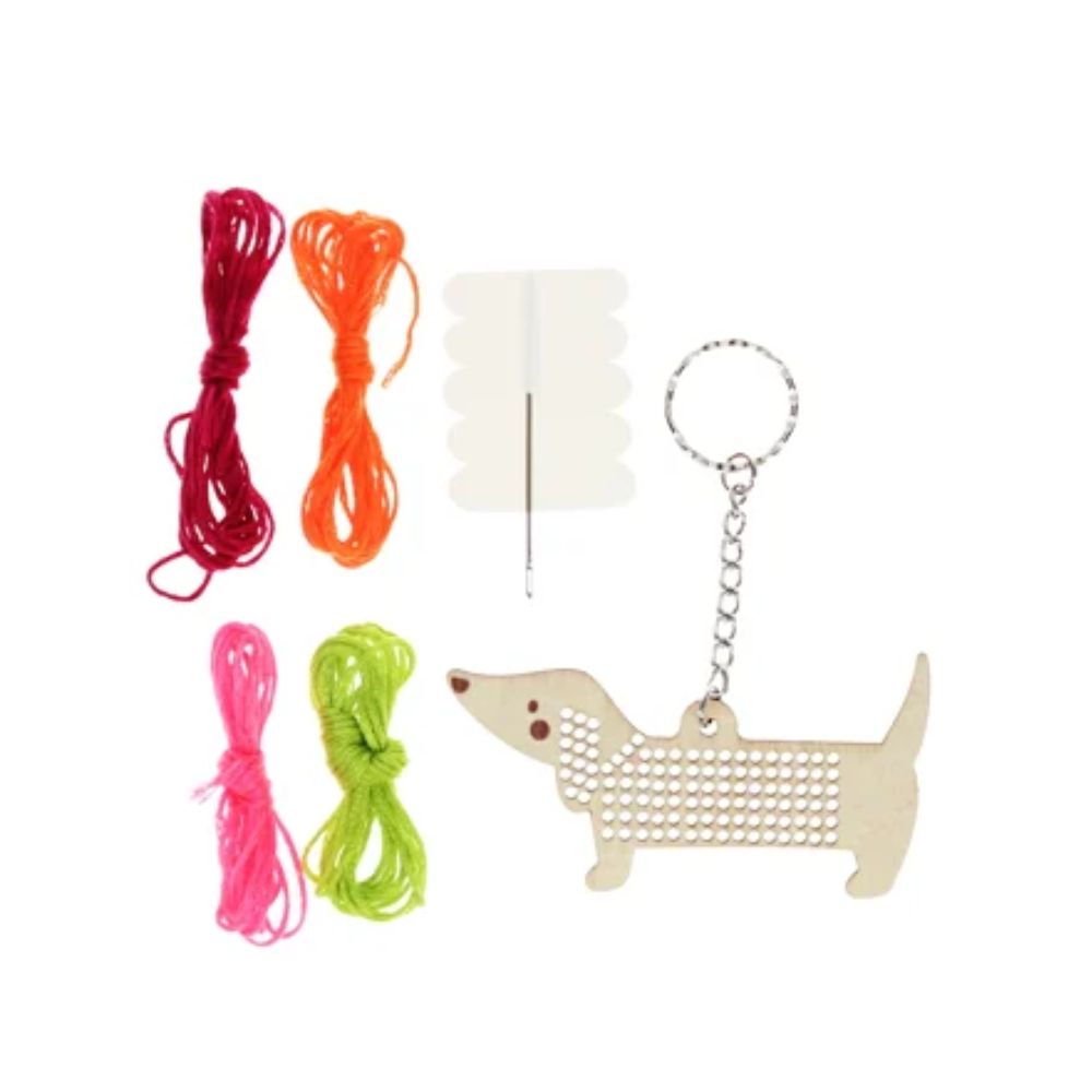 Rex London - Make your own Sausage Dog Cross Stitch Key Ring