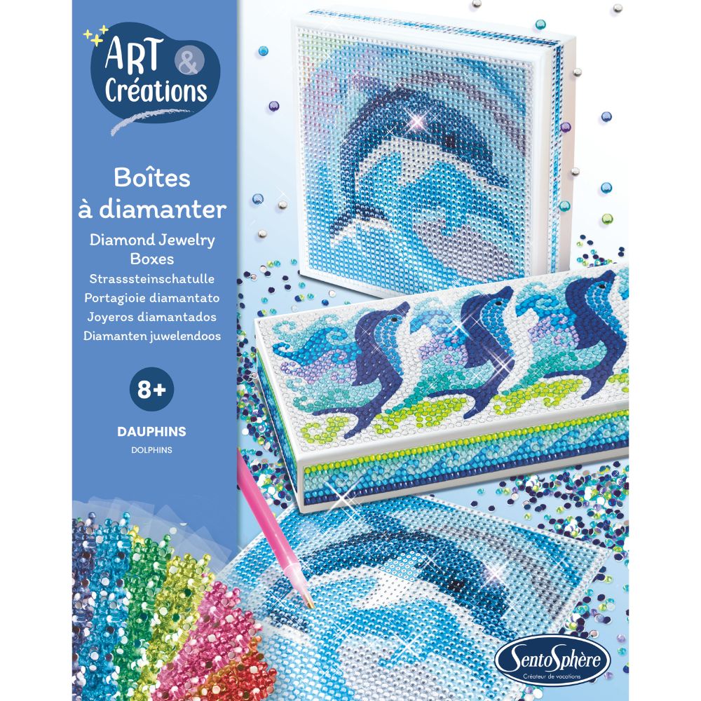 Diamond Mosaic Art Jewellery Boxes Making Kit for Kids - Dolphins