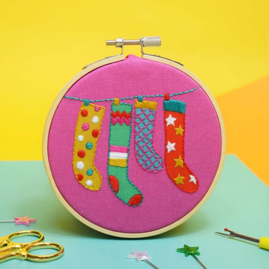 The Make Arcade Jolly Christmas Stockings Embroidery Craft Kit