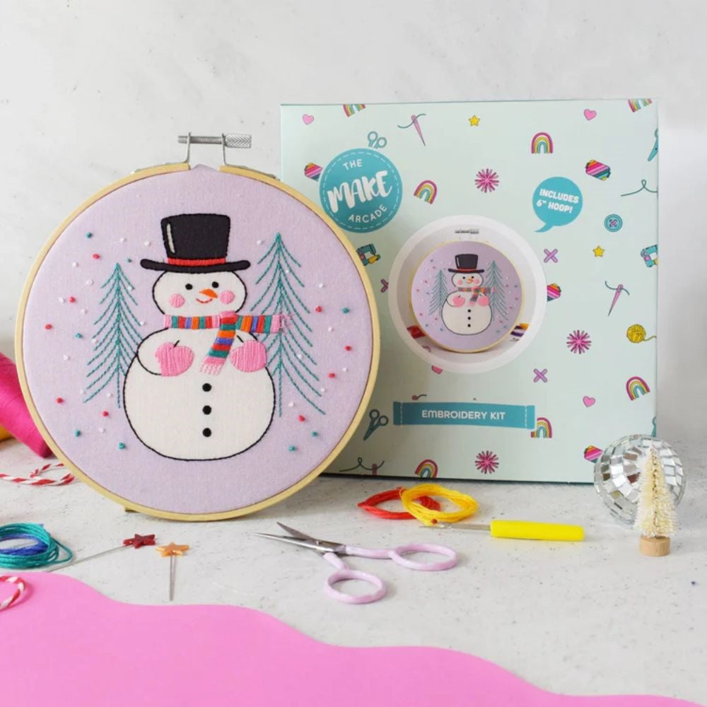 The Make Arcade Jolly Christmas Snowperson Embroidery Craft Kit