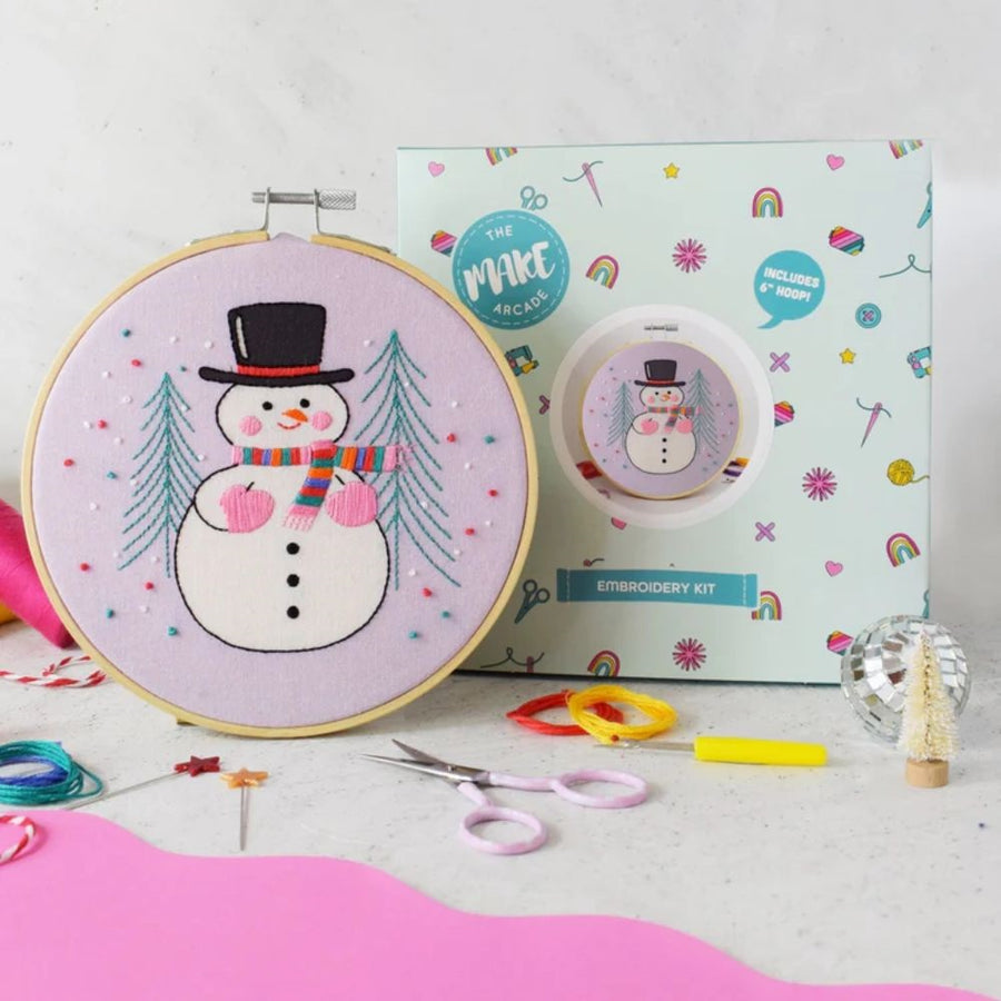 The Make Arcade Jolly Christmas Snowperson Embroidery Craft Kit