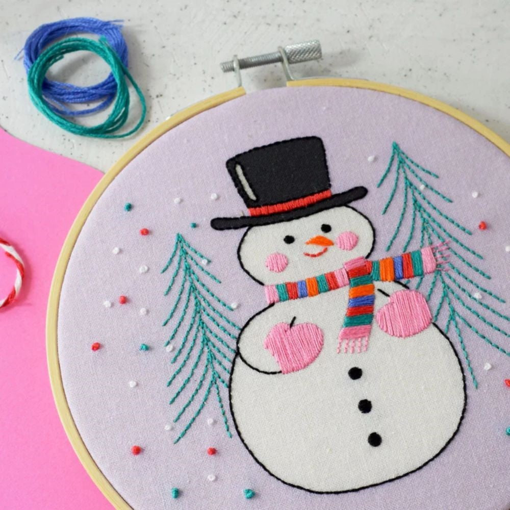 The Make Arcade Jolly Christmas Snowperson Embroidery Craft Kit