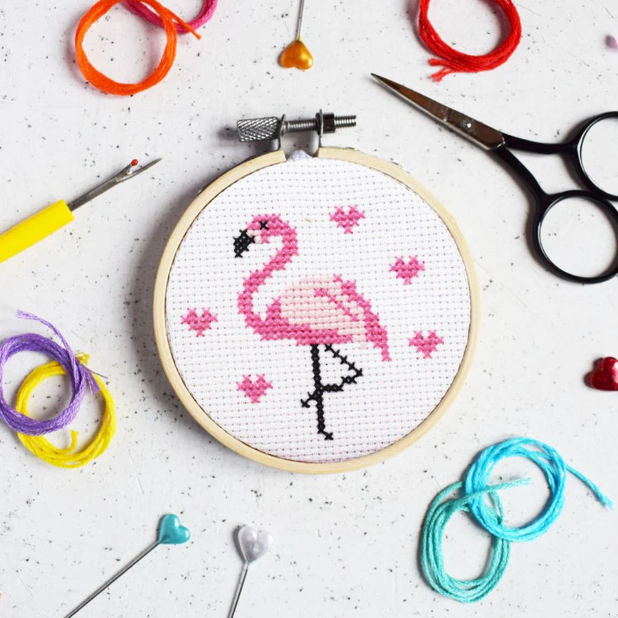 The Make Arcade Flamingo Cross Stitch Craft Kit