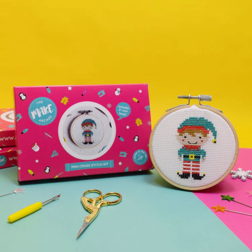 The Make Arcade Christmas Elf Cross Stitch Craft Kit