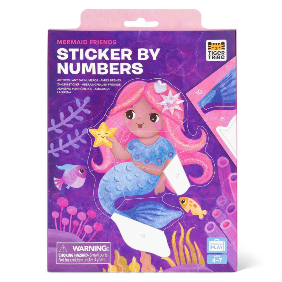 Tiger Tribe Sticker By Numbers - Mermaid Friends - Travel Activity Set
