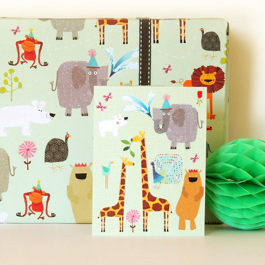 wild animals kids birthday card