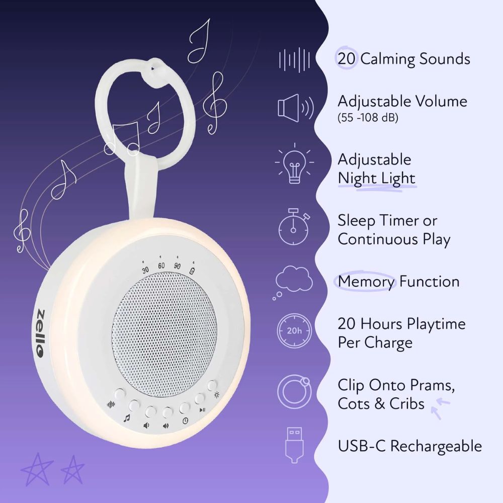 Zello Portable Nightlight & White Noise Machine Baby Sleep Aid