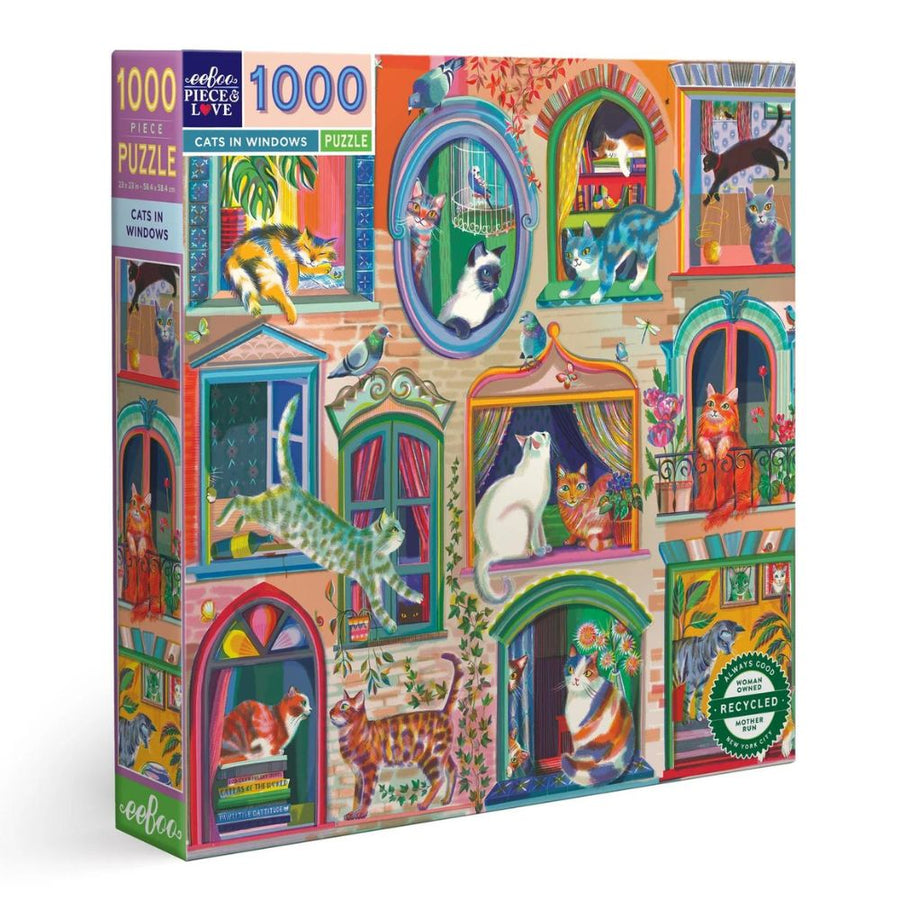 eeBoo 1000 Piece Jigsaw Puzzle - Cats in Windows