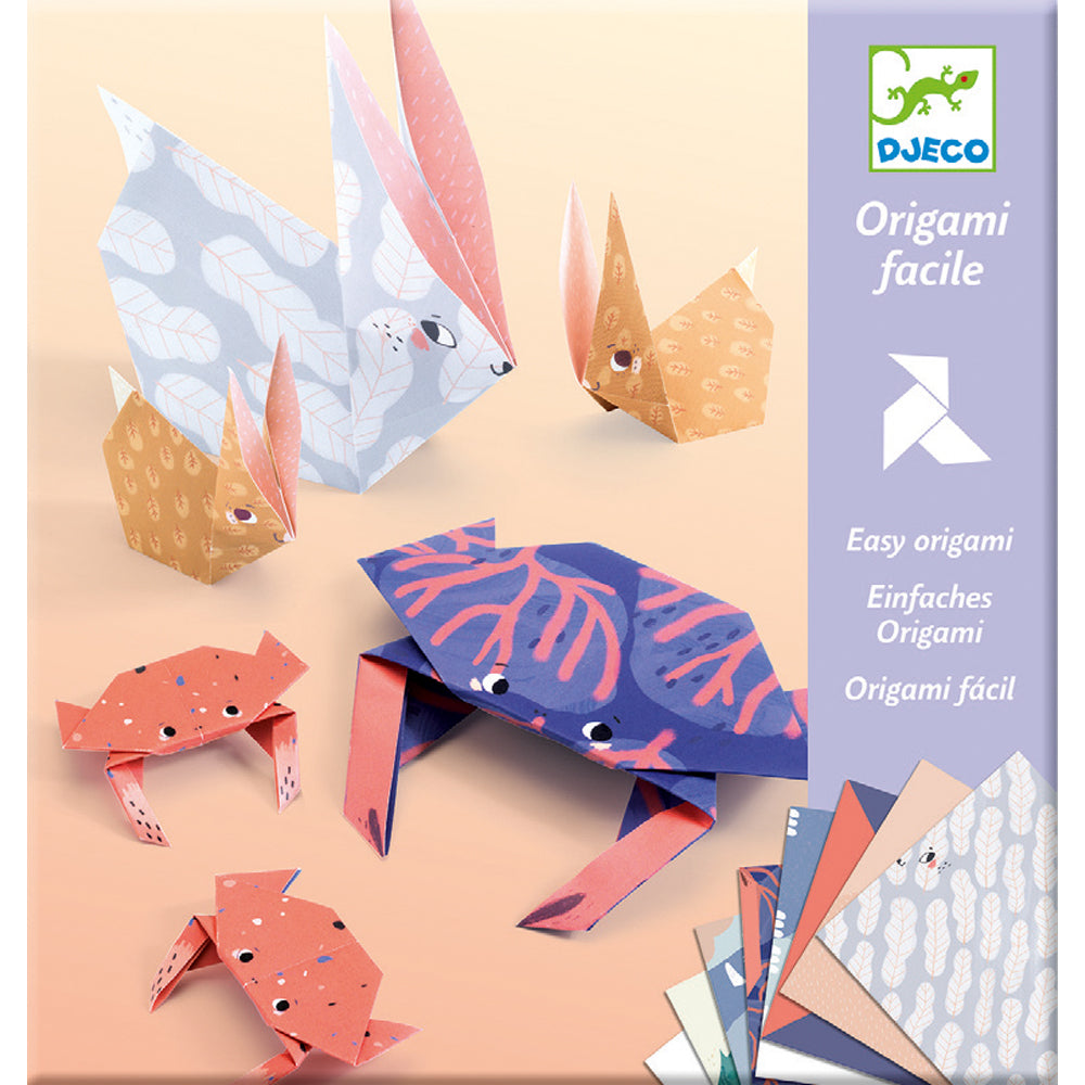 Djeco Origami Animaux - Kit Créatif Papiers Colorés Et Stickers - Apprendre L'Art Du Pliage Japonais Pour Enfants