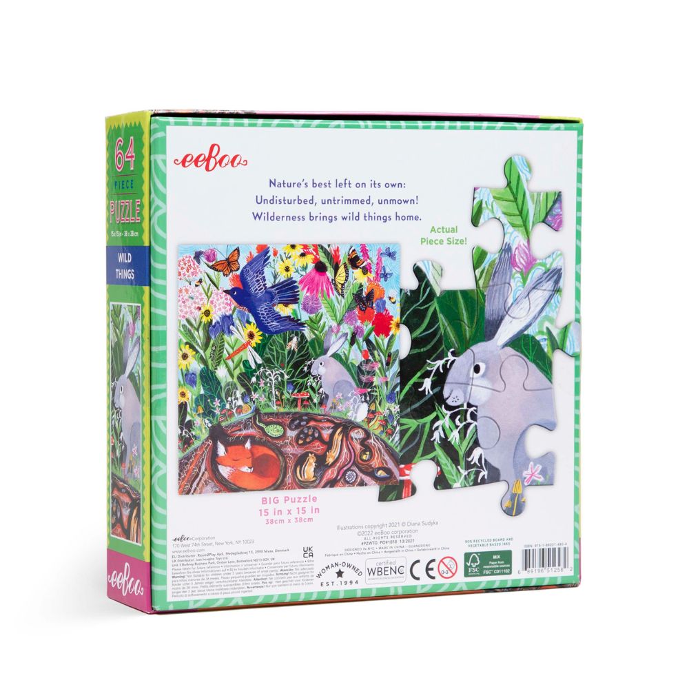 Eeboo Wild Things - 64 Piece Puzzle