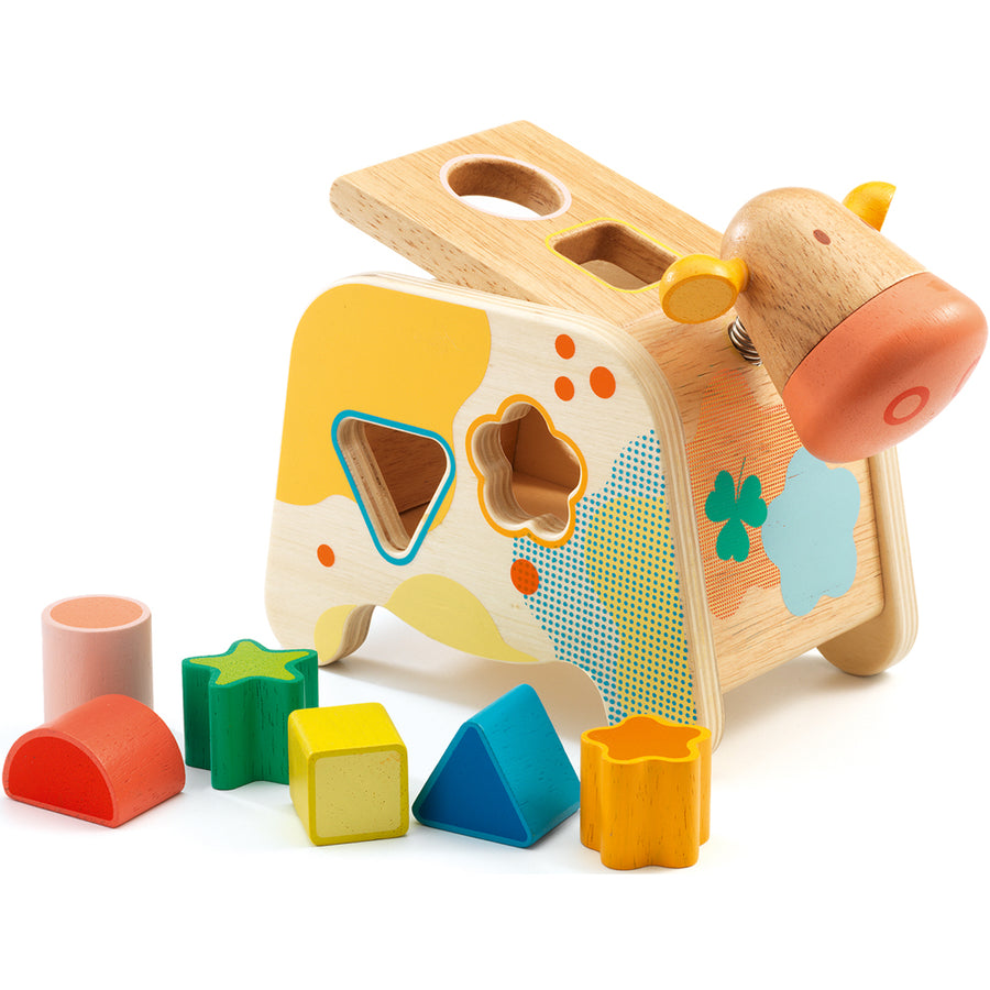 Wooden Cow Shape Sorter - Cachatou Maggy by Djeco