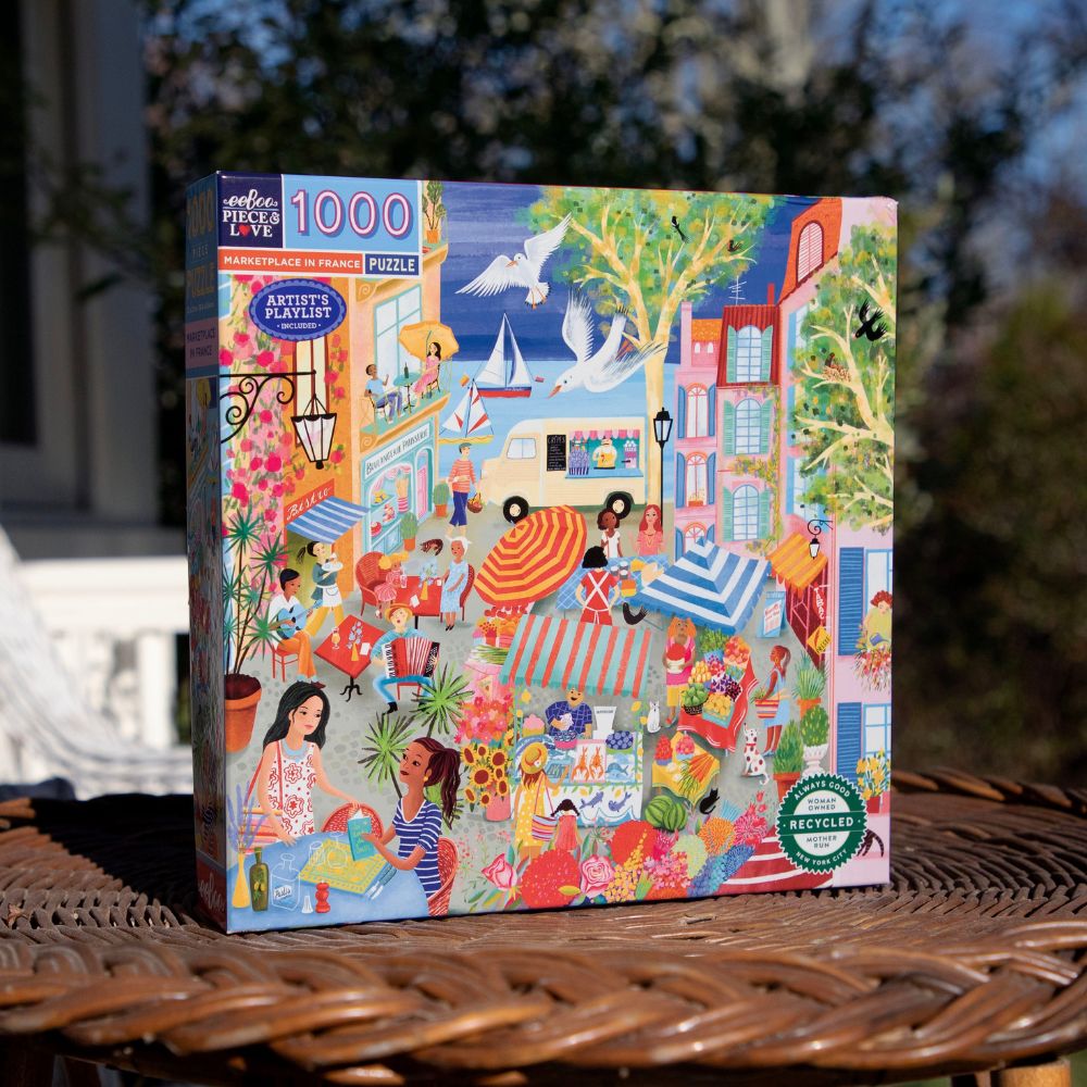 Eeboo Marketplace in France 1000 Piece Puzzle - Wonky