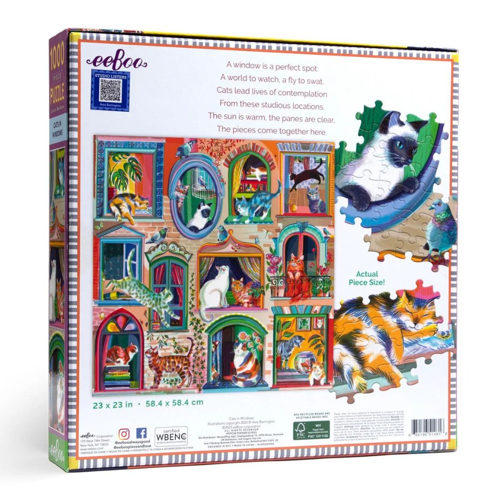 eeBoo 1000 Piece Jigsaw Puzzle - Cats in Windows