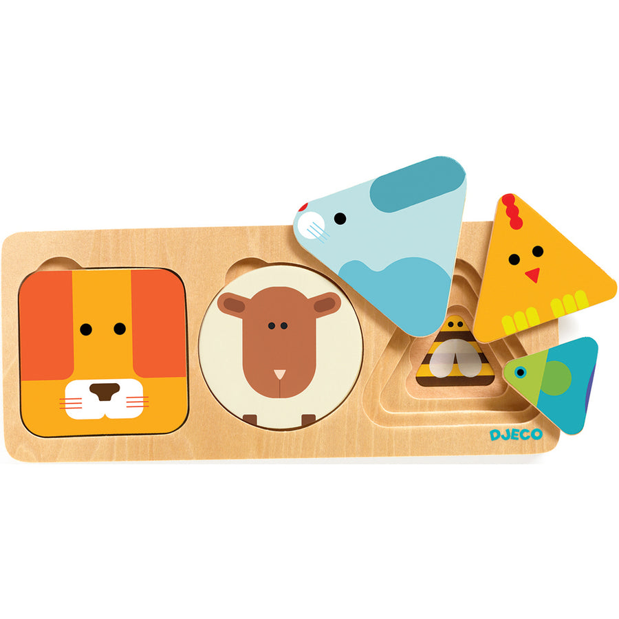 Djeco Wooden 3 Layer Puzzle Anima Basic