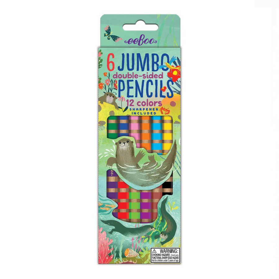 EeBoo 6 Jumbo Double Sided Pencils - Otters