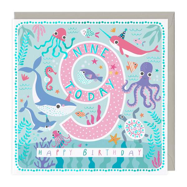 Whistlefish 9th Birthday Card - Sea Life