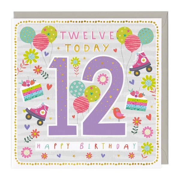 Whistlefish 12th Birthday Card - Roller Party