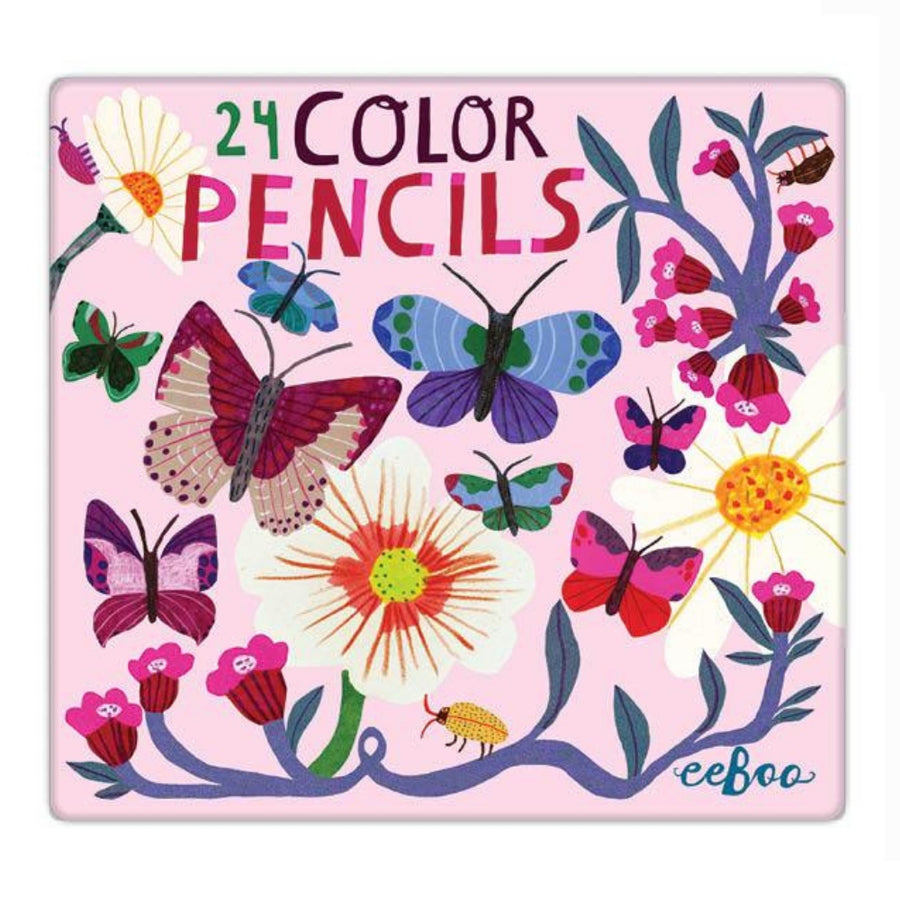 Eeboo 24 Deluxe Pencils - Butterflies & Flowers