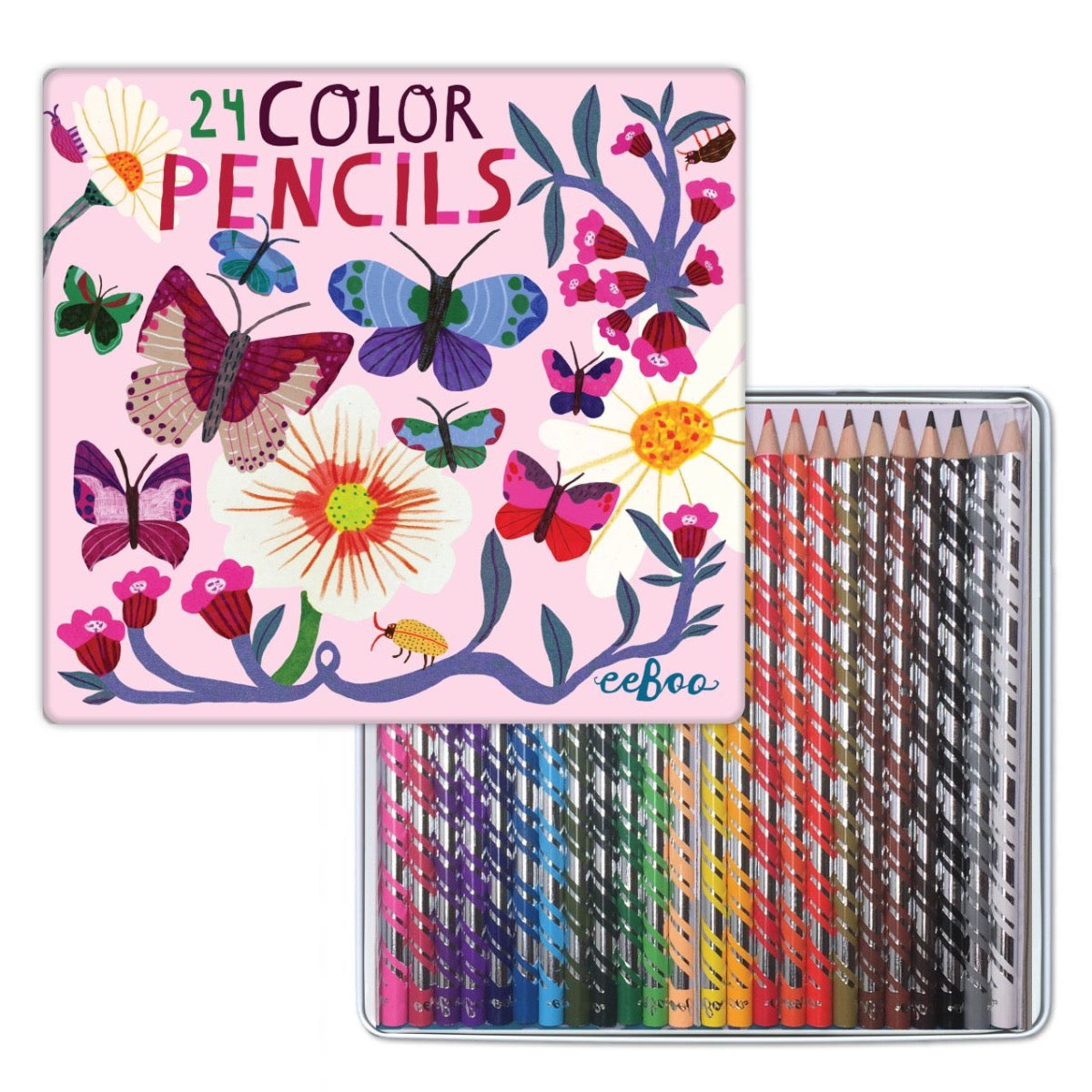 Eeboo 24 Deluxe Pencils - Butterflies & Flowers