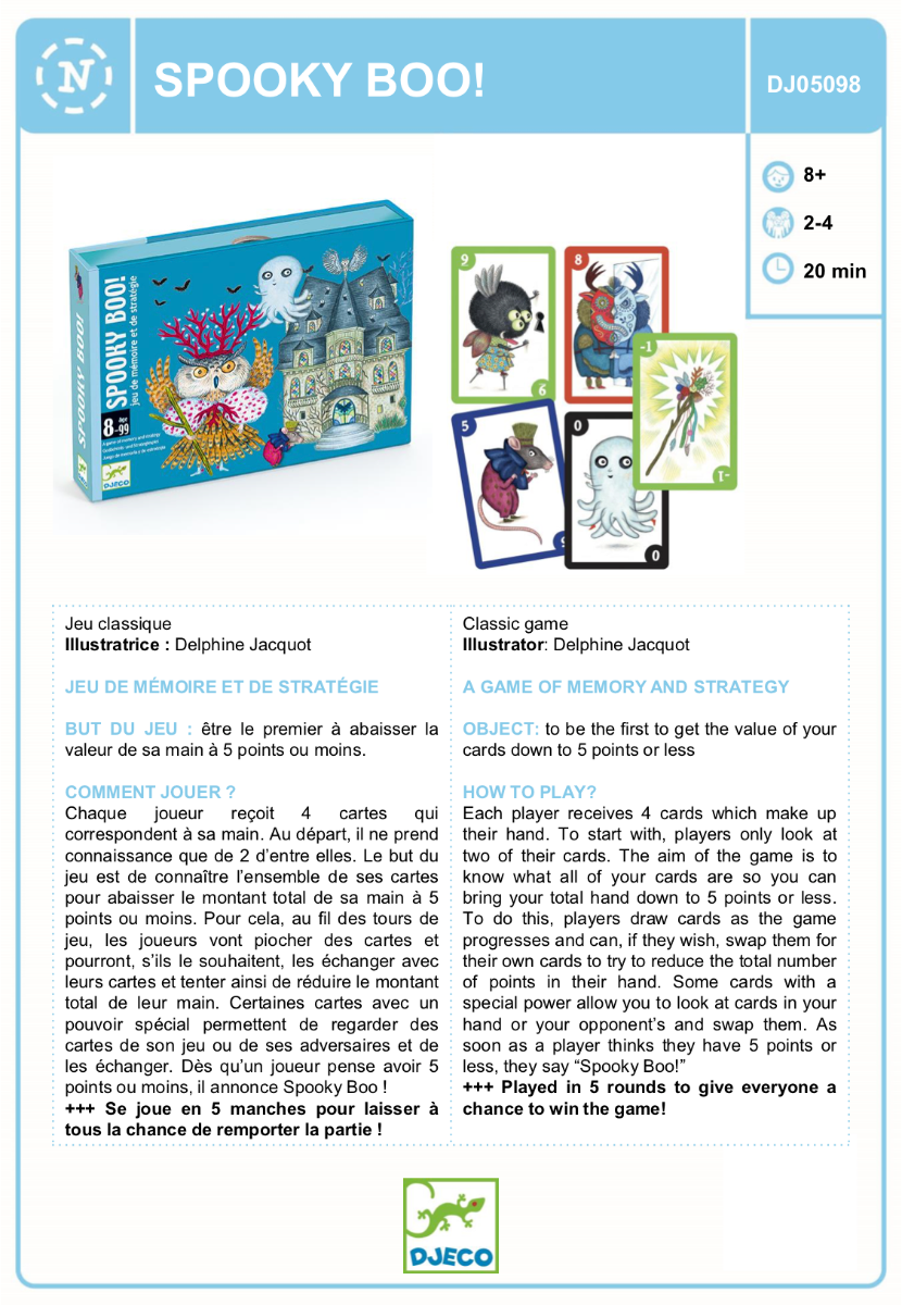 Djeco Spooky Boo Spielkarten – Buntes Kartenspiel Für Kinder, Förderung Von Lernen & Spaß