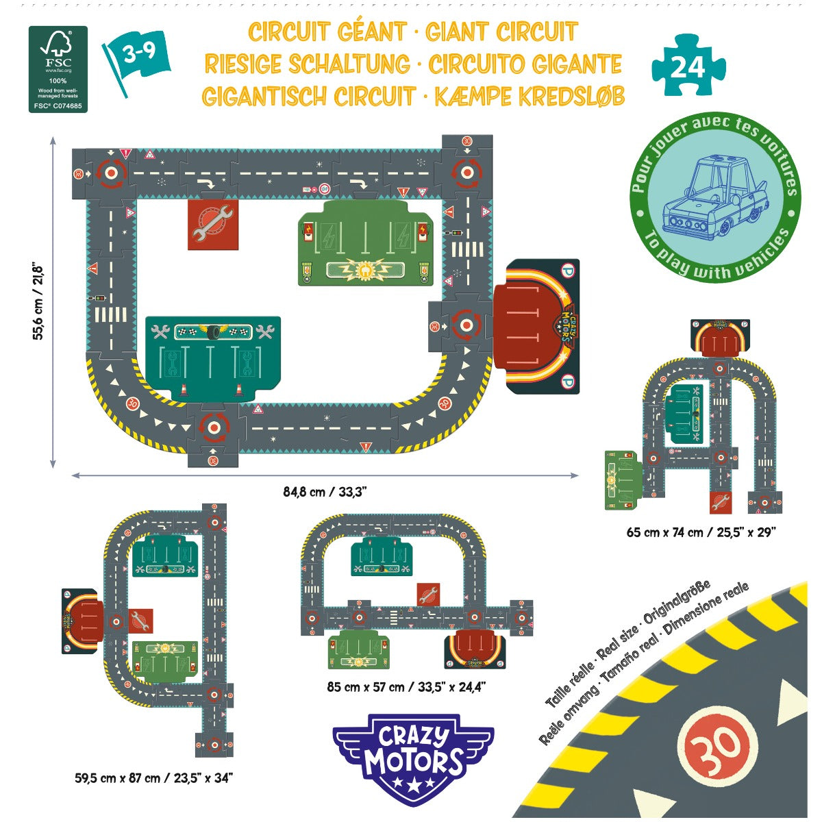 Djeco Crazy Motors - Circuit de ville - Giant Puzzle