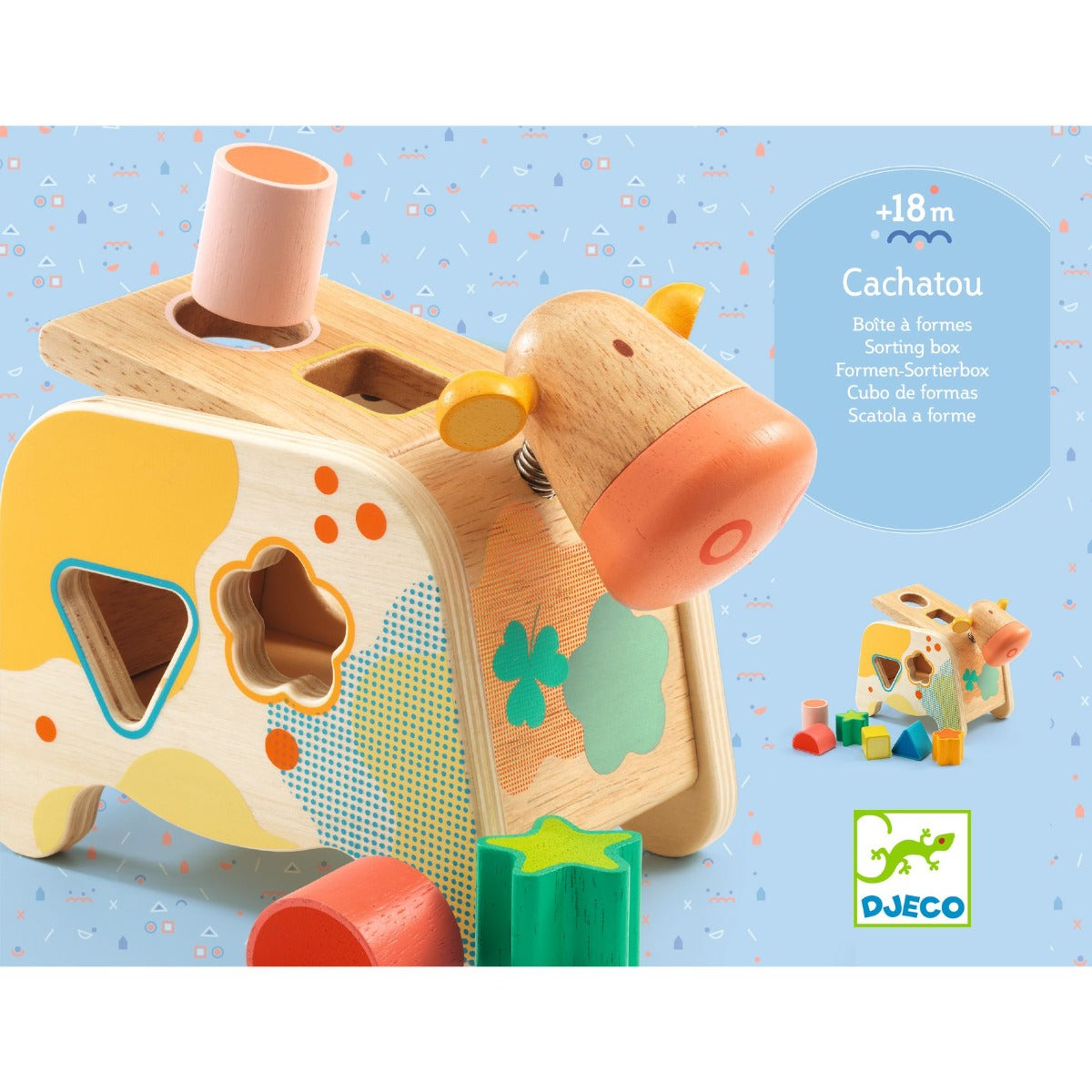 Wooden Cow Shape Sorter - Cachatou Maggy by Djeco
