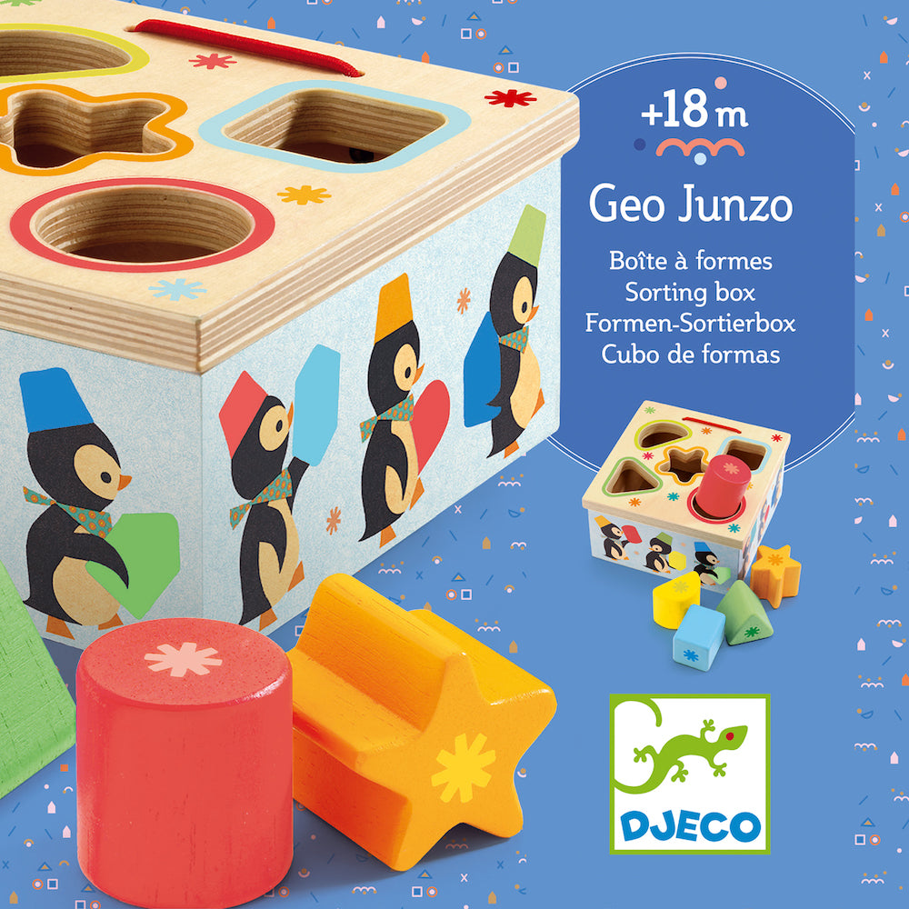 Djeco Shape Sorter Box Geo Junzo with Penguin Design